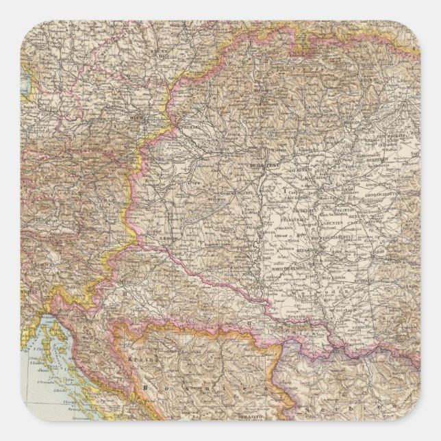 Austria Hungarian Empire Map Square Sticker (Front)