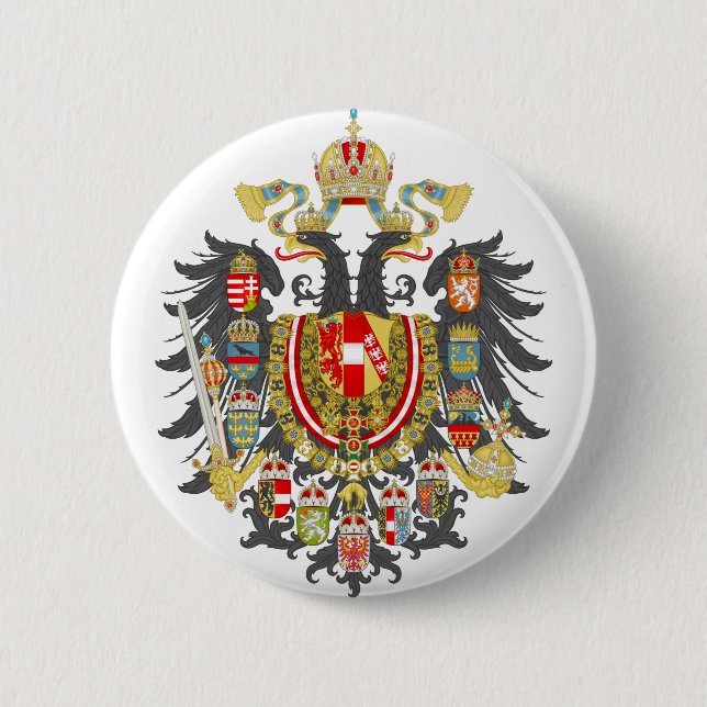 Austria-Hungary Coat of Arms 2 Inch Round Button (Front)