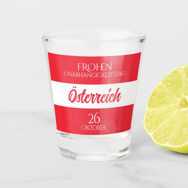 Austria Independence Day Austrian National Flag Shot Glass (Front)