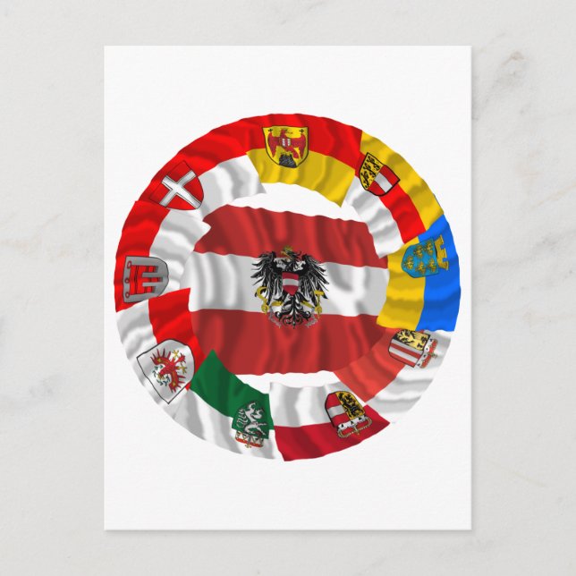 Austria & its Laender Waving Flags Postcard (Front)