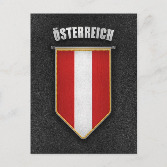 Austria Pennant with high quality leather look Postcard (Front)