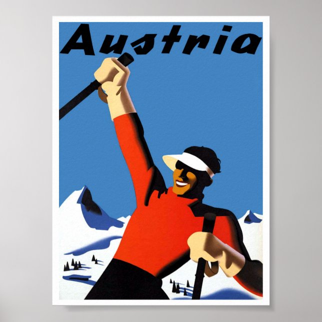 Austria Retro Vintage Ski Poster (Front)