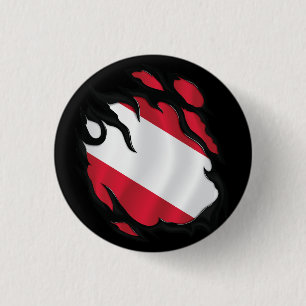Austria Ripped Flag 1 Inch Round Button