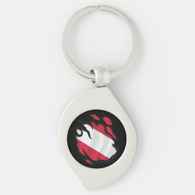Austria Ripped Flag Keychain (Front)