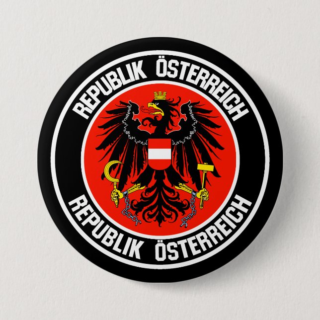 Austria Round Emblem 3 Inch Round Button (Front)