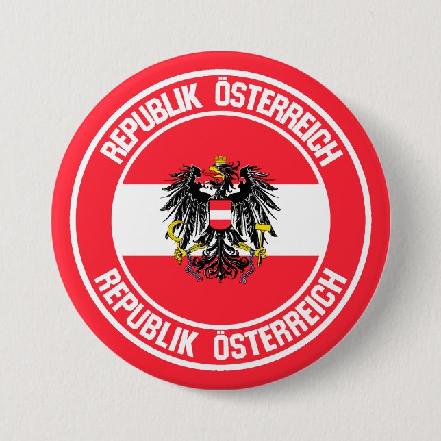 Austria Round Emblem 3 Inch Round Button (Front)