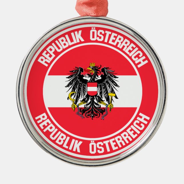 Austria Round Emblem Metal Ornament (Front)