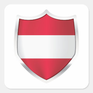 Austria Silver Shield Flag Square Sticker