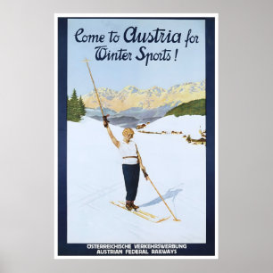 Austria Ski Poster Art Austrian Travel Print