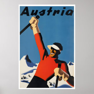 Austria Ski Poster Skiing Print Austrian Art