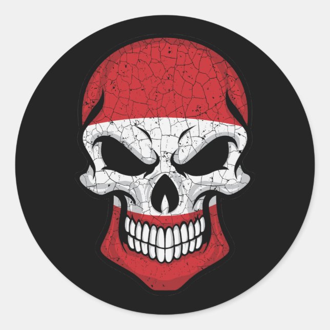 Austria Smiling Skull Flag  Classic Round Sticker (Front)