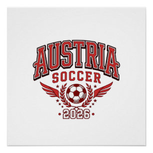Austria Soccer 2026 Soccer Bold Country Typography Poster