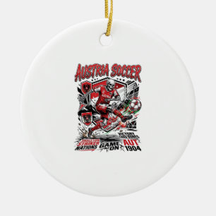 Austria Soccer Skeleton Striker Nations Poster Sty Ceramic Ornament