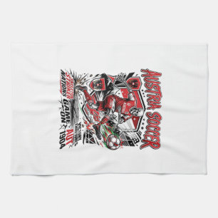 Austria Soccer Skeleton Striker Nations Poster Sty Kitchen Towel