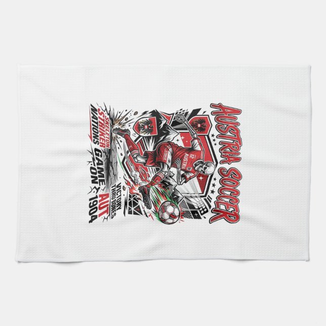Austria Soccer Skeleton Striker Nations Poster Sty Kitchen Towel (Horizontal)