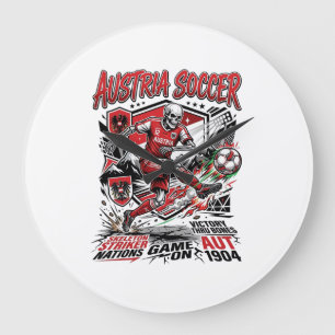 Austria Soccer Skeleton Striker Nations Poster Sty Large Clock