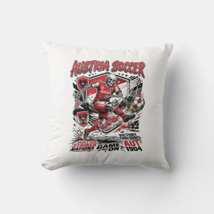 Austria Soccer Skeleton Striker Nations Poster Sty Throw Pillow