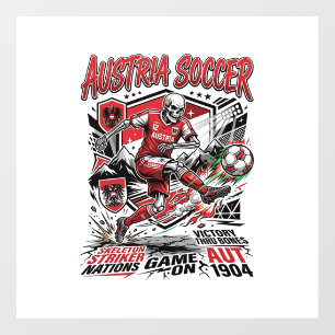 Austria Soccer Skeleton Striker Nations Poster Sty Window Cling