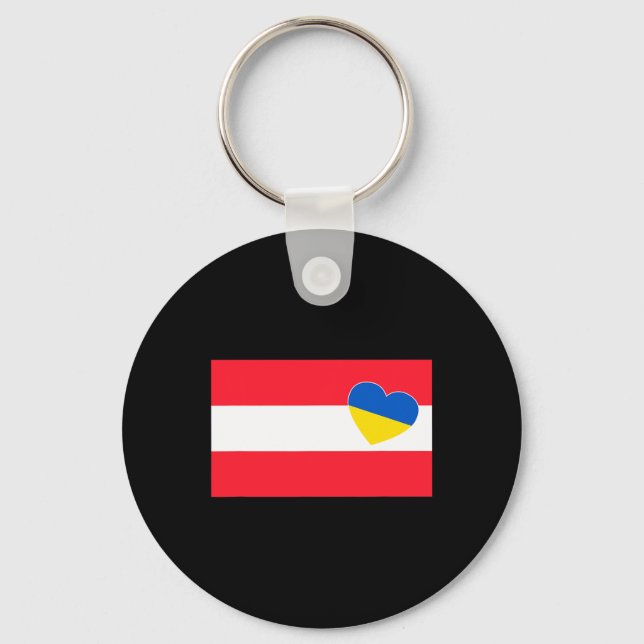 Austria Support Ukrainian Ukraine Heart Austrian F Keychain (Front)