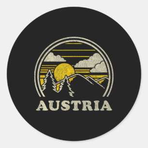Austria T Shirt Vintage Hiking Mountains Tee Classic Round Sticker