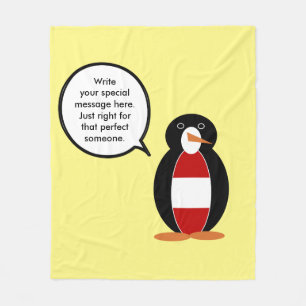 Austria Talking Ms Penguin Personalized  Fleece Blanket