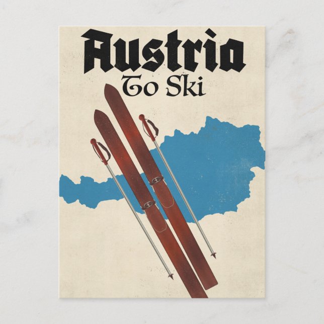 Austria To Ski Invitation Postcard (Front)