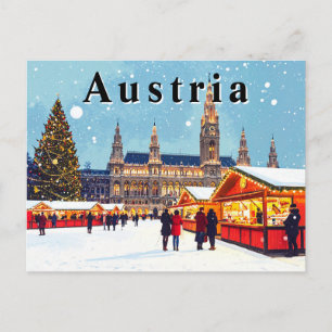 Austria Vienna Rathaus Winter Christmas Market Postcard