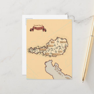 Austria Vintage Illustrated map Announcement Postcard