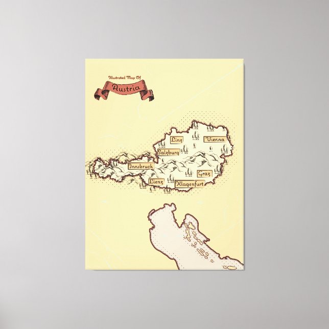 Austria Vintage Illustrated map Canvas Print (Front)