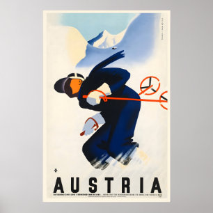 Austria Vintage Ski Poster - Framed Print - Canvas