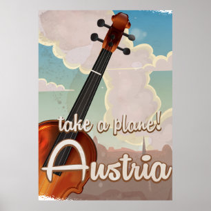 Austria Violin vintage travel poster. Poster