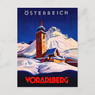 Austria, Vorarlberg on winter, vintage travel Postcard