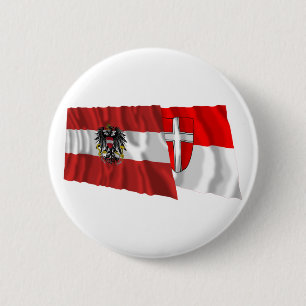 Austria & Wien Waving Flags 2 Inch Round Button