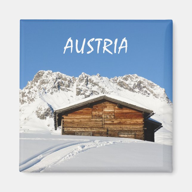 Austria Winter in the Alps in Lech Souvenir Magnet (Front)