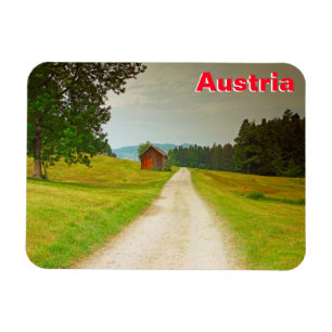 Austria wooden hut and path magnet