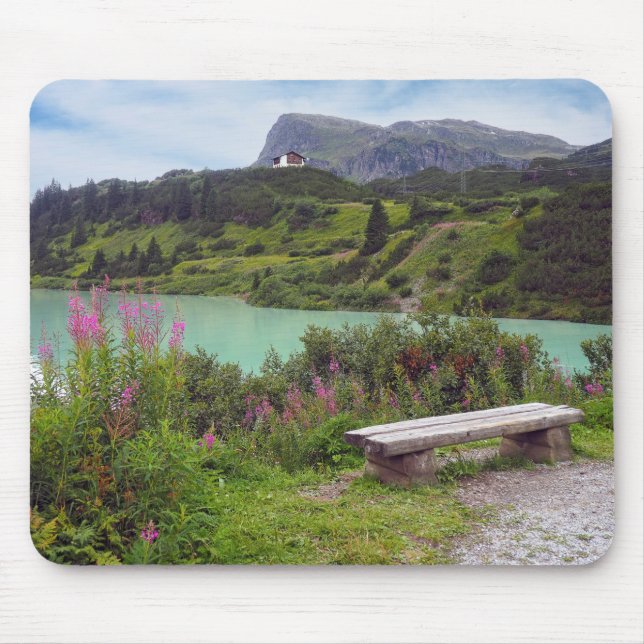 Austrian Alps and bench Mouse Pad (Front)
