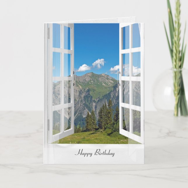 Austrian Alps scene in window Card (Front)