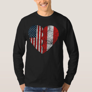 Austrian American Flags Heart United States Austri T-Shirt