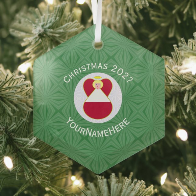 Austrian Angel Christmas Flag Personalized  Glass Ornament (Insitu)