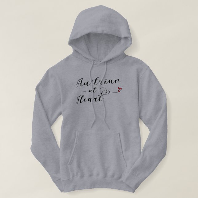 Austrian At Heart, Austria Hoodie (Design Front)