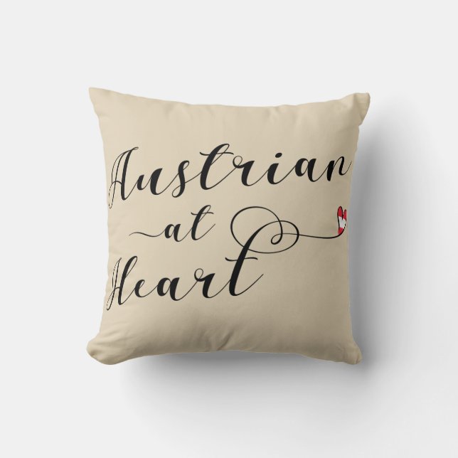 Austrian At Heart Throw Cushion, Austria Pillow (Front)