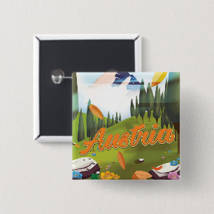 Austrian cartoon travel poster 2 inch square button