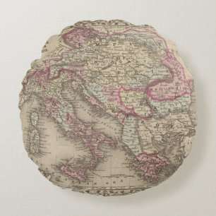 Austrian Empire, Italy, Turkey in Europe, Greece 2 Round Pillow