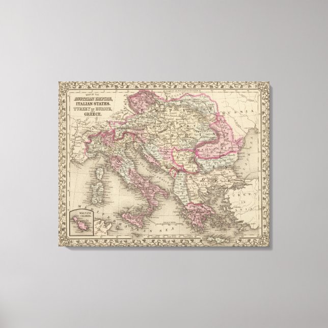 Austrian Empire, Italy, Turkey in Europe, Greece Canvas Print (Front)