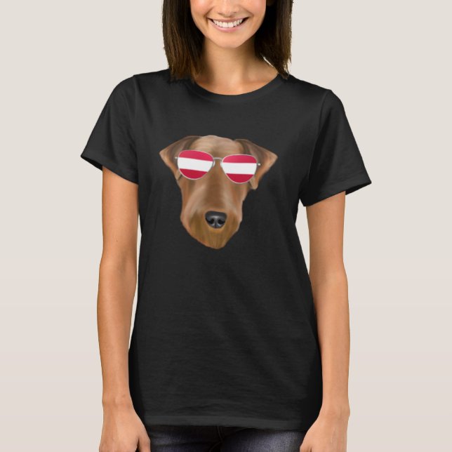 Austrian Flag Airedale Terrier Dog Austria Pocket T-Shirt (Front)