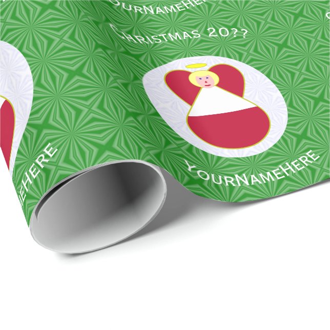 Austrian Flag Angel Christmas Personalized  Wrapping Paper (Roll Corner)