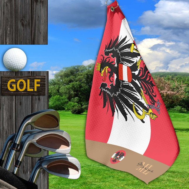 Austrian flag & Austria monogrammed Golf Towel (Creator Uploaded)