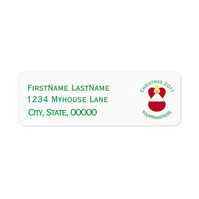 Austrian Flag Christmas Angel Return Address (Front)