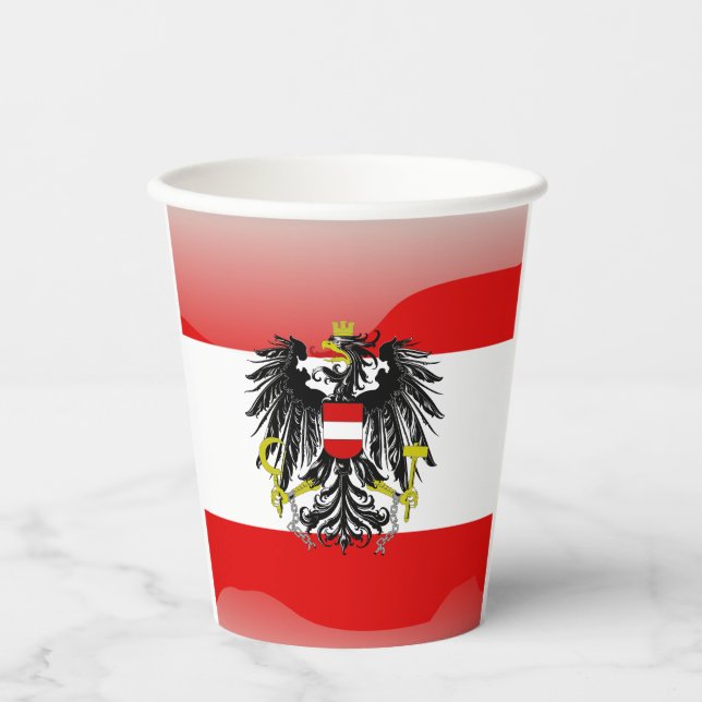 Austrian flag-coat arms paper cups (Front)