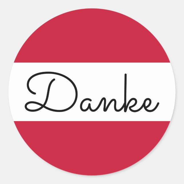 Austrian Flag Colours Danke Classic Round Sticker (Front)